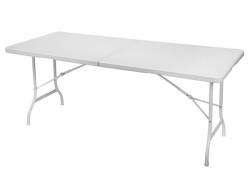 MESA PLEGABLE IMITACIÓN RATÁN 180 X 75 X 74CM BLANCO