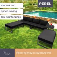 CONJUNTO DE JARDIN DE ALUMINIO, CONJUNTO DE JARDIN DE 8 PLAZAS, SALON EXTERIOR CON MESA AUXILIAR Y COJINES, PARA JARDIN, TERRAZA Y BALCON, ESTRUCTURA DE ALUMINIO RESISTENTE A LA INTEMPERIE, NEGRO